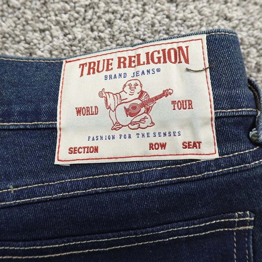 NEW True Religion Jeans Mens 34X32‎ Blue Denim Pants Geno Relaxed Slim Straight